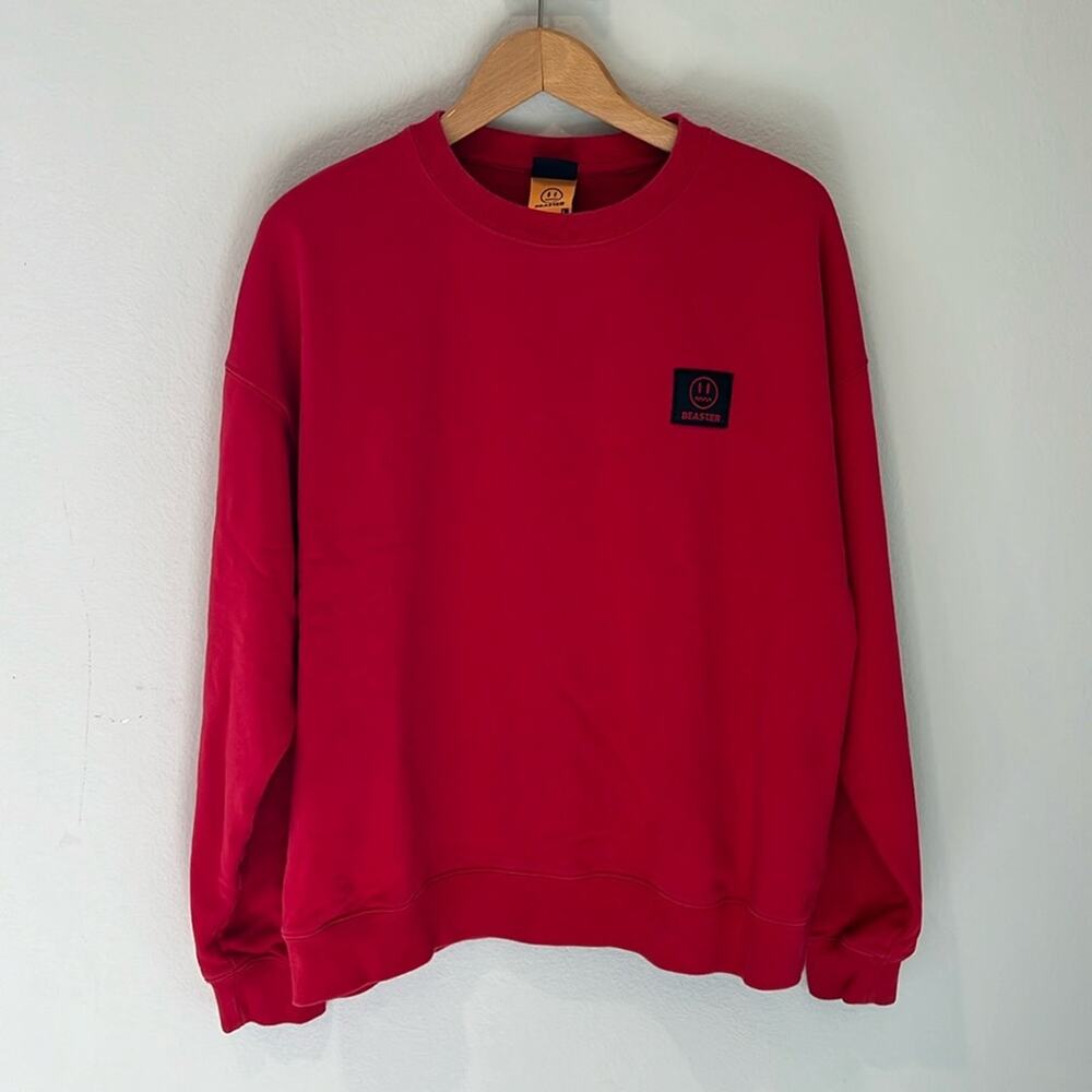 Beaster Red Crewneck Patch Sweatshirt | Size Large